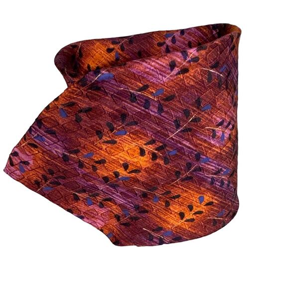 Ermenegildo Zegna Men's Abstract Wheat Pattern Silk Tie Fall Colors 60 x 3 3/4 - Picture 1 of 8